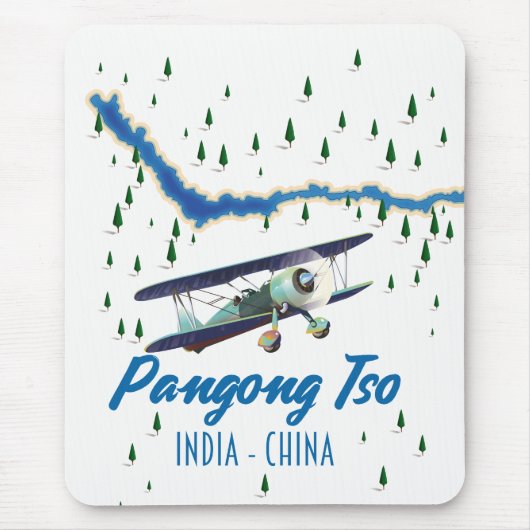 Pangong Tsoインド中国マップのポスター。 マウスパッド (正面)