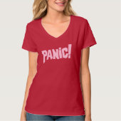 Panic!レディースピンク文字グラフィックスローガンT Tシャツ (正面)