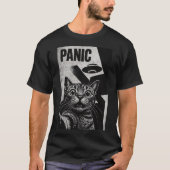 "Panic" Terrified Cat & UFO Sci-Fi Art Print Tシャツ (正面)
