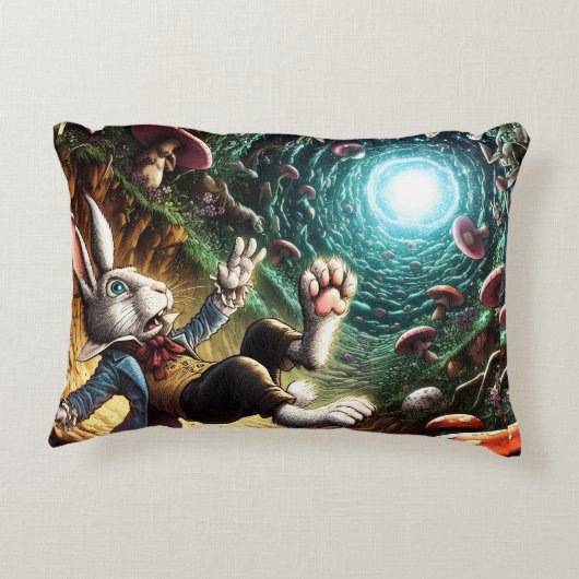 Panicked Bunny Falling Down The Rabbit Hole アクセントクッション (裏面)