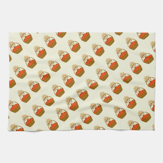 🧺Panier de Citrouilles et Blé d'Automne キッチンタオル (横)