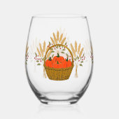 🎃 Panier de Citrouilles et Blé d'Automne ステムなしワイングラス (裏面)