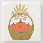 🎃 Panier de Citrouilles et Blé d'Automne ストーンコースター (正面)