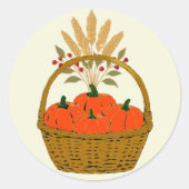 🍂 Panier de Citrouilles et Blé d'Automne ラウンドシール (正面)