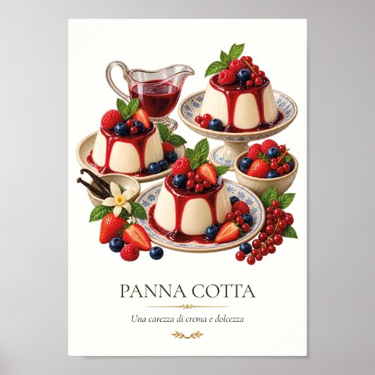 Panna Cotta – Vintage Italian Dessert ポスター (正面)
