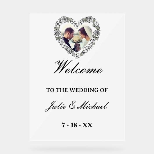 Panneau de bienvenue de mariage en acrylique blanc アクリルサイン (正面)