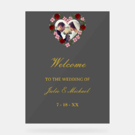 Panneau de bienvenue de mariage en acrylique gris アクリルサイン