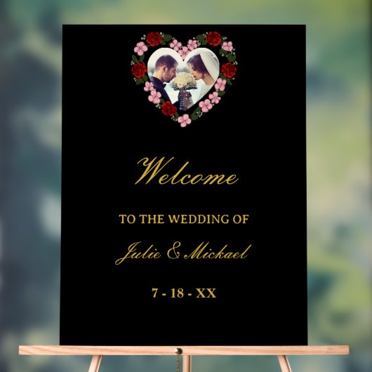 Panneau de bienvenue de mariage en acrylique noir  アクリルサイン (ニュートラル)