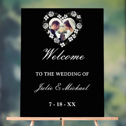 Panneau de bienvenue de mariage en acrylique noir  アクリルサイン (ニュートラル)