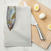 Paño de cocina con pescados en acuarela キッチンタオル (四つ折り)