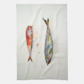 Paño de cocina con pescados en acuarela キッチンタオル (縦)