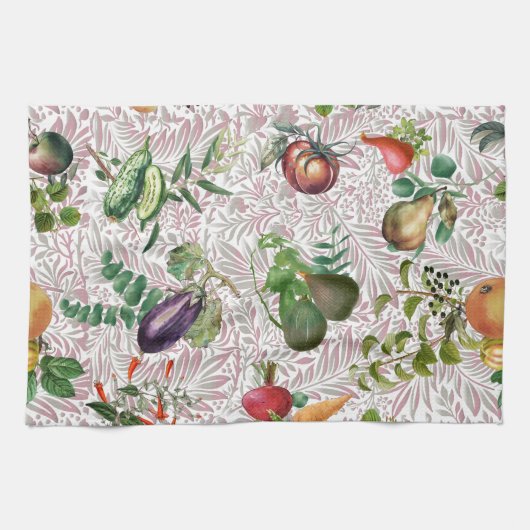 Paño de cocina hojas y frutas キッチンタオル (横)