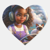 Panola and Gata Keepsake Sticker ハートシール (正面)