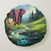 Panola & Ivory Elephant Friendship Pillow – Olilea ラウンドクッション (裏面)