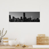 Panoramic Black White New York City Night ポスター (キッチン)