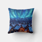 Panoramic Stained Glass Winter Village クッション (裏面)