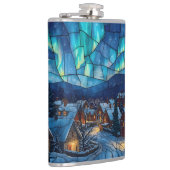 Panoramic stained glass winter village フラスク (右)