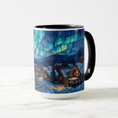 Panoramic Stained Glass Winter Village マグカップ (正面右)