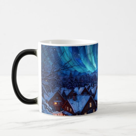 Panoramic Stained Glass Winter Village モーフィングマグカップ (左)