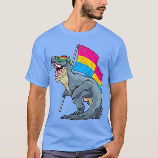 Panseual Dinosaur Pan Pride Flag LGBT Re Pride fri Tシャツ (正面)