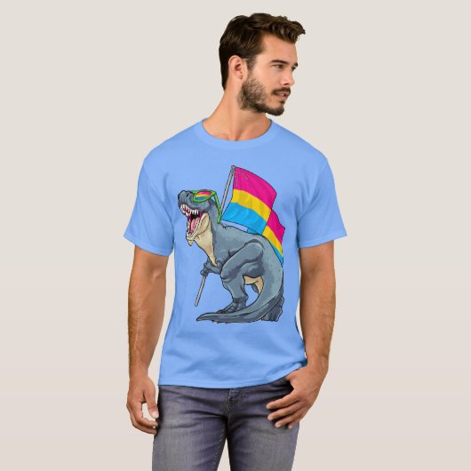 Panseual Dinosaur Pan Pride Flag LGBT Re Pride fri Tシャツ (正面フル)