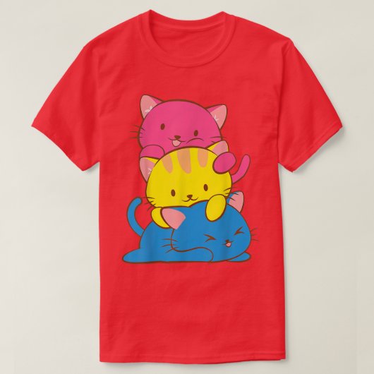 Panseual Kawaii Cat Anime, Pan Pride Art Cute  Tシャツ (デザイン正面)