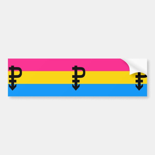 Pansexualプライドの旗 バンパーステッカー (正面)