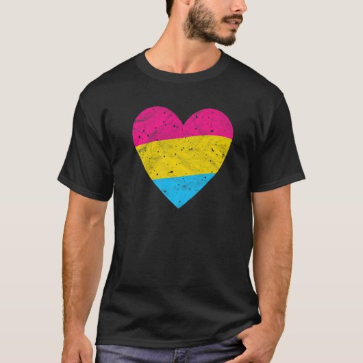Pansexual Heart with Pan Flag  Pride Month Gender  Tシャツ (正面)