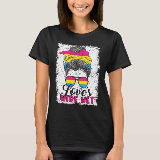Pansexual Love s Wide Net Pansexual Flag Tシャツ (正面)