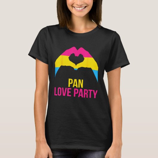 Pansexual Pan Love Party Heart Pansexual Flag Tシャツ (正面)