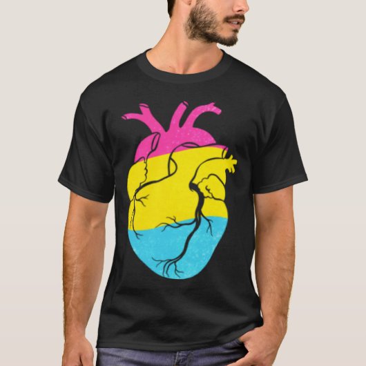 Pansexual Pride Heart Flag Tシャツ (正面)