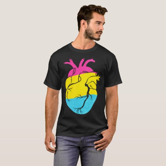 Pansexual Pride Heart Flag Tシャツ (正面フル)