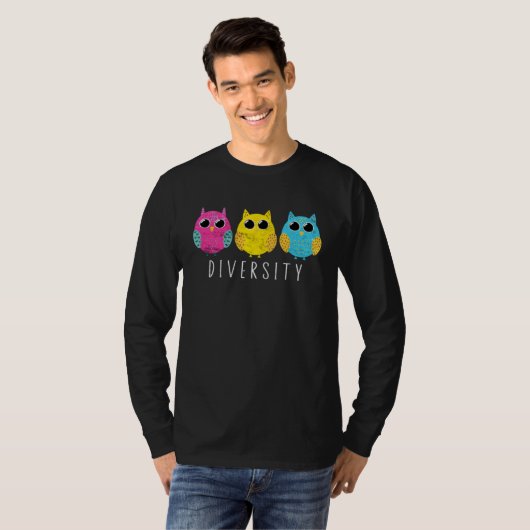 Pansexual Pride Owl Pan LGBTQ Tシャツ (正面フル)