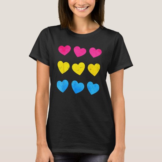 Pansexual Pride Pan Flag Hearts Subtle LGBTQ Tシャツ (正面)