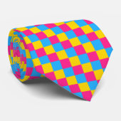 Pansexuality colors checkered pattern ネクタイ (ロール)