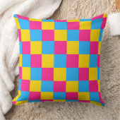 Pansexuality colors checkered pattern throw pillow クッション (ブランケット)