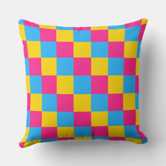 Pansexuality colors checkered pattern throw pillow クッション (裏面)