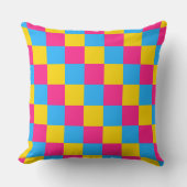 Pansexuality colors checkered pattern throw pillow クッション (正面)