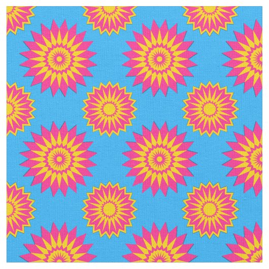 Pansexuality pride colors /blue flower pattern ファブリック (クローズアップ)