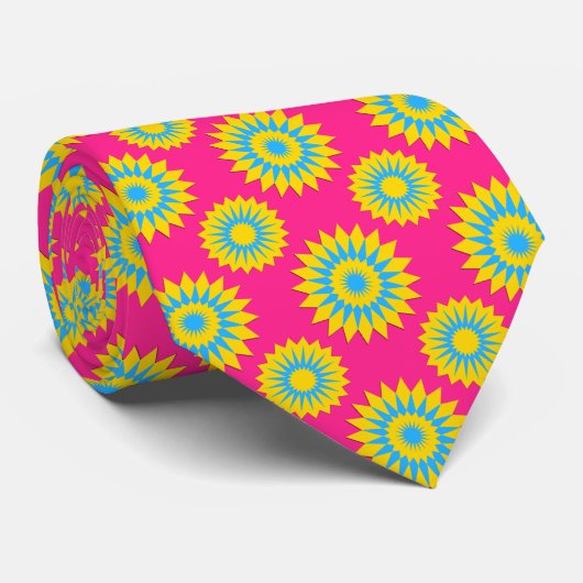 Pansexuality pride flag / pink flower pattern ネクタイ (ロール)