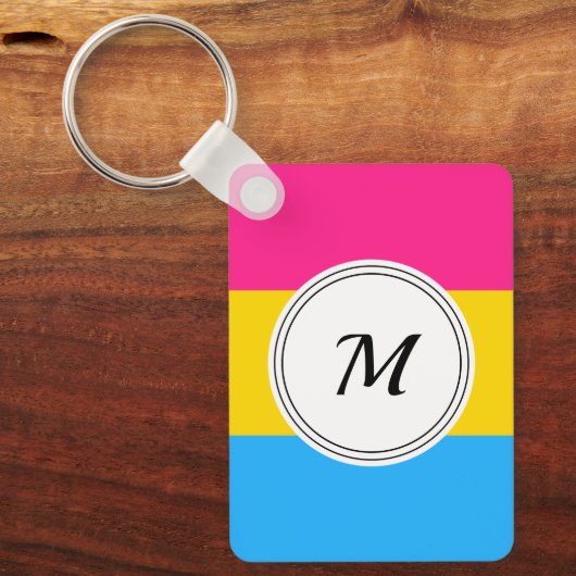 Pansexuality pride flag with a custom initial キーホルダー (正面)