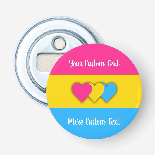 Pansexuality pride flag with text bottle opener 栓抜き (正面)