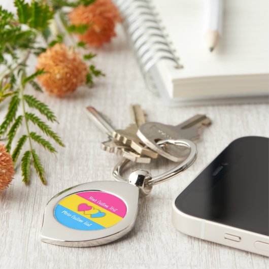 Pansexuality pride flag with text keychain キーホルダー (側面)