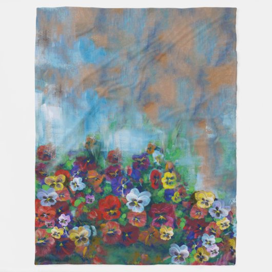 Pansies フリースブランケット (正面)