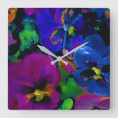 Pansies [abstract 2] スクエア壁時計 (正面)