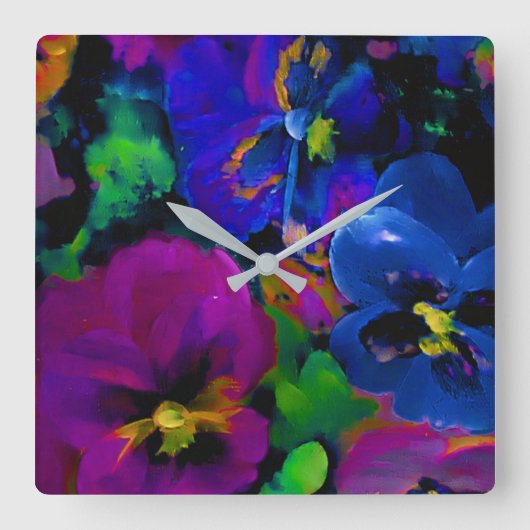 Pansies [abstract 2] スクエア壁時計 (正面)