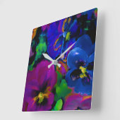 Pansies [abstract 2] スクエア壁時計 (傾斜)