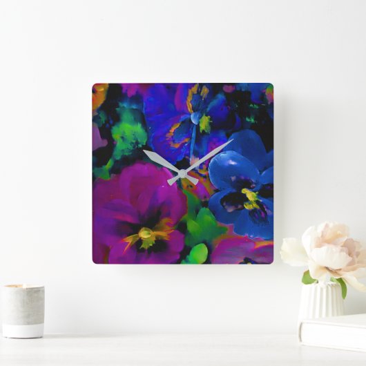 Pansies [abstract 2] スクエア壁時計 (ホーム)