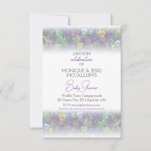 Pansies Invitation [purple] 招待状 (正面)