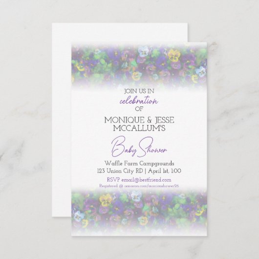 Pansies Invitation [purple] 招待状 (正面/裏面)